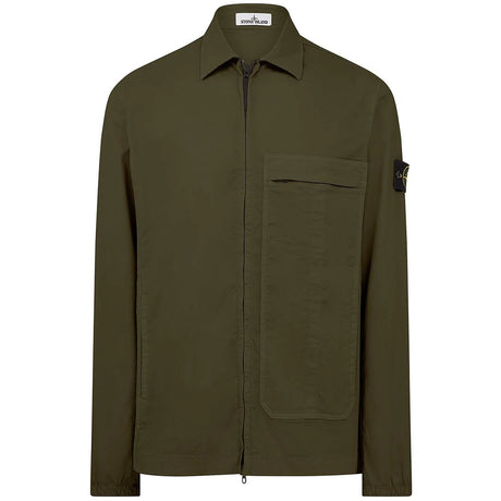 Stone Island Zip Overshirt Dyed Wash Jacket Olive - forsalebyerin - Outlet Sale Under Retail